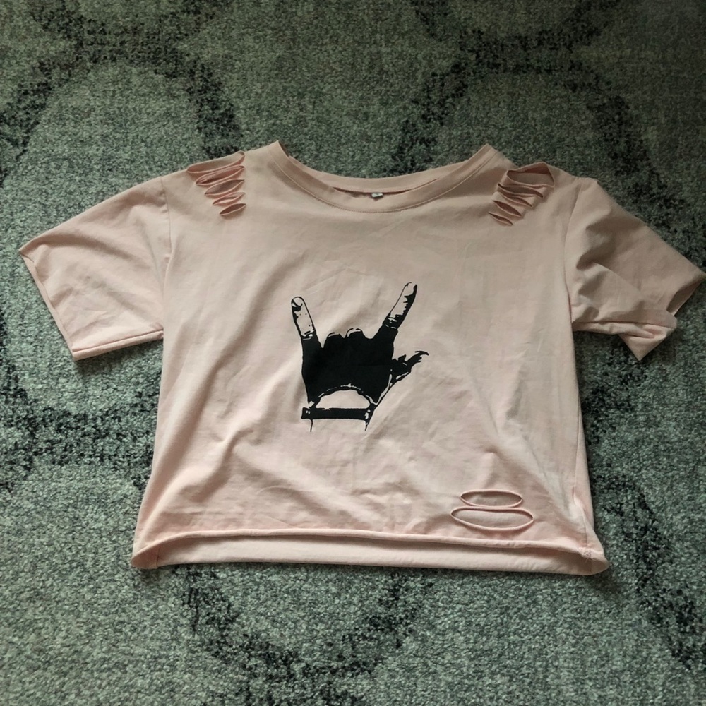 Very cropped, ripped t shirt